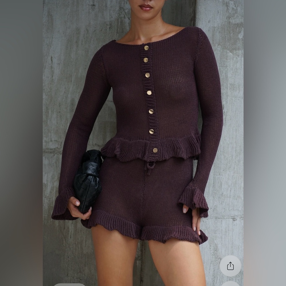 Meshki Purple Button-Up Sweater Cardigan